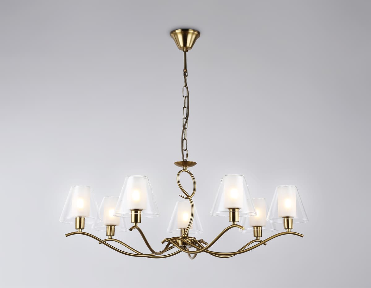 LH57093/7 BS/FR латунь/белый матовый E14/7 max 40W D840*790