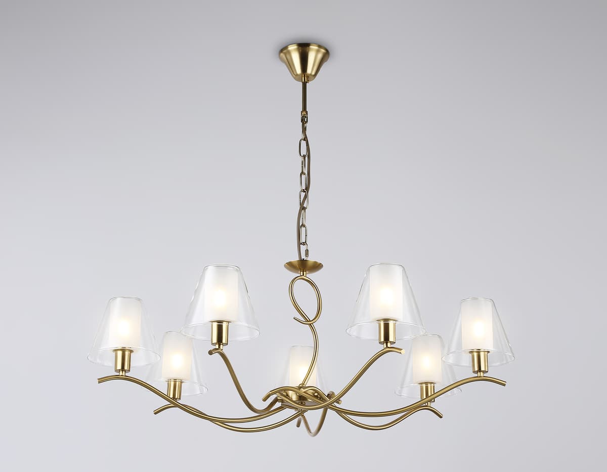 LH57093/7 BS/FR латунь/белый матовый E14/7 max 40W D840*790