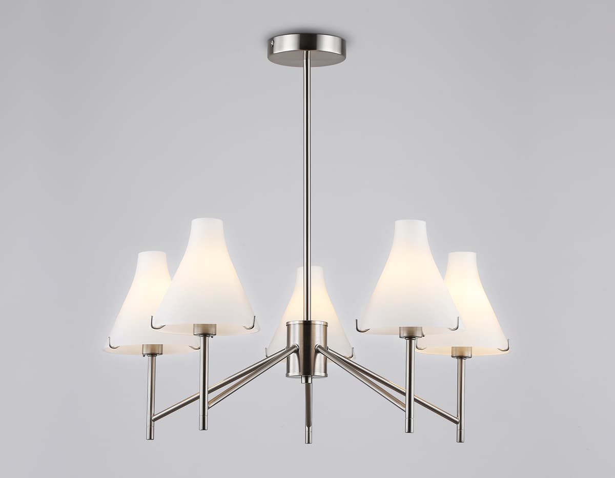 LH57123/5 SN/FR никель/белый матовый E14/5 max 40W D650*590