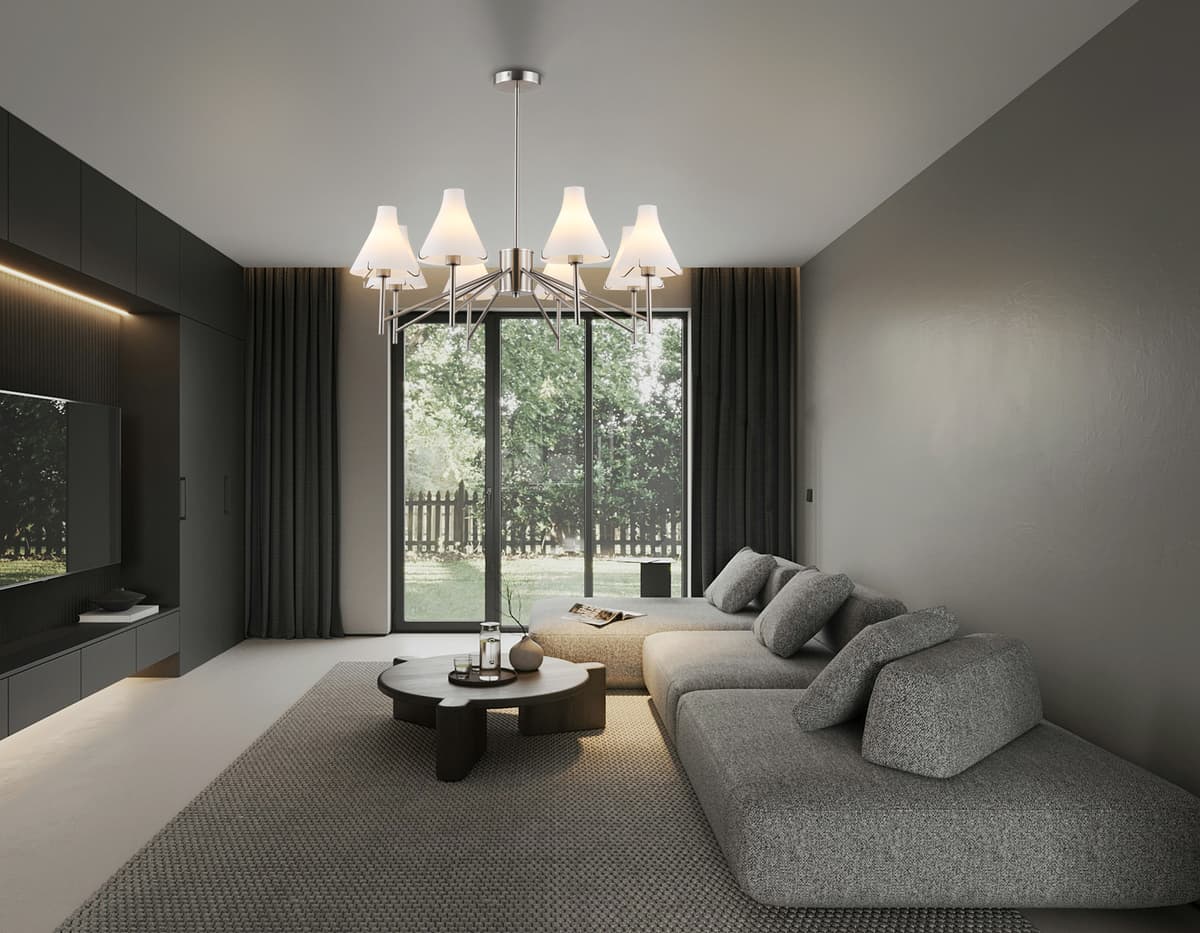 LH57125/8 SN/FR никель/белый матовый E14/8 max 40W D800*650