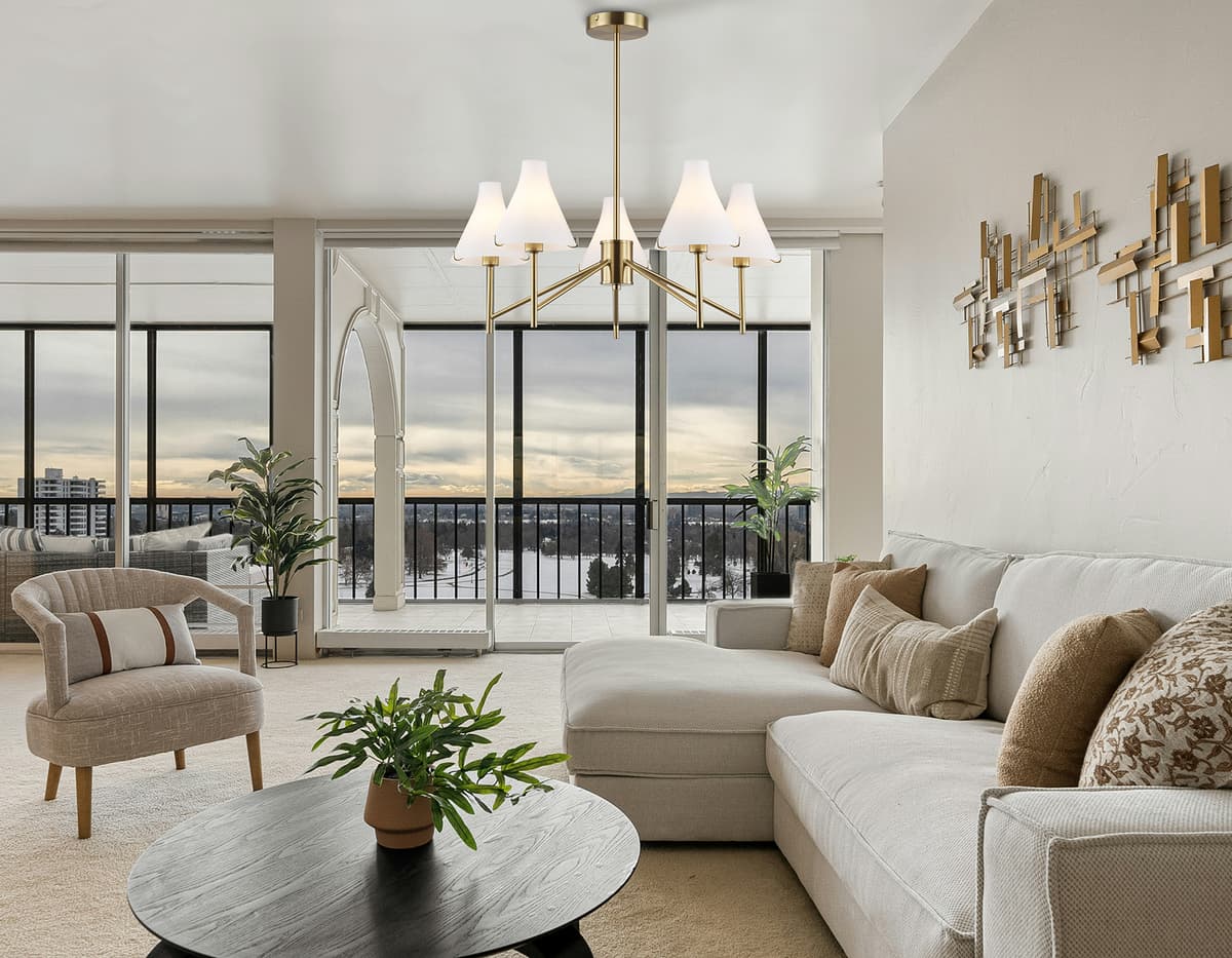 LH57133/5 BS/FR латунь/белый матовый E14/5 max 40W D650*590