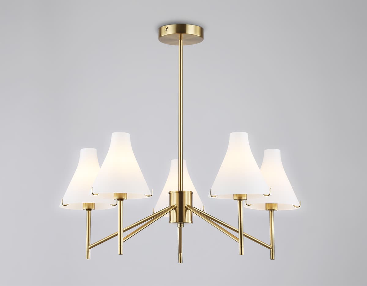 LH57133/5 BS/FR латунь/белый матовый E14/5 max 40W D650*590