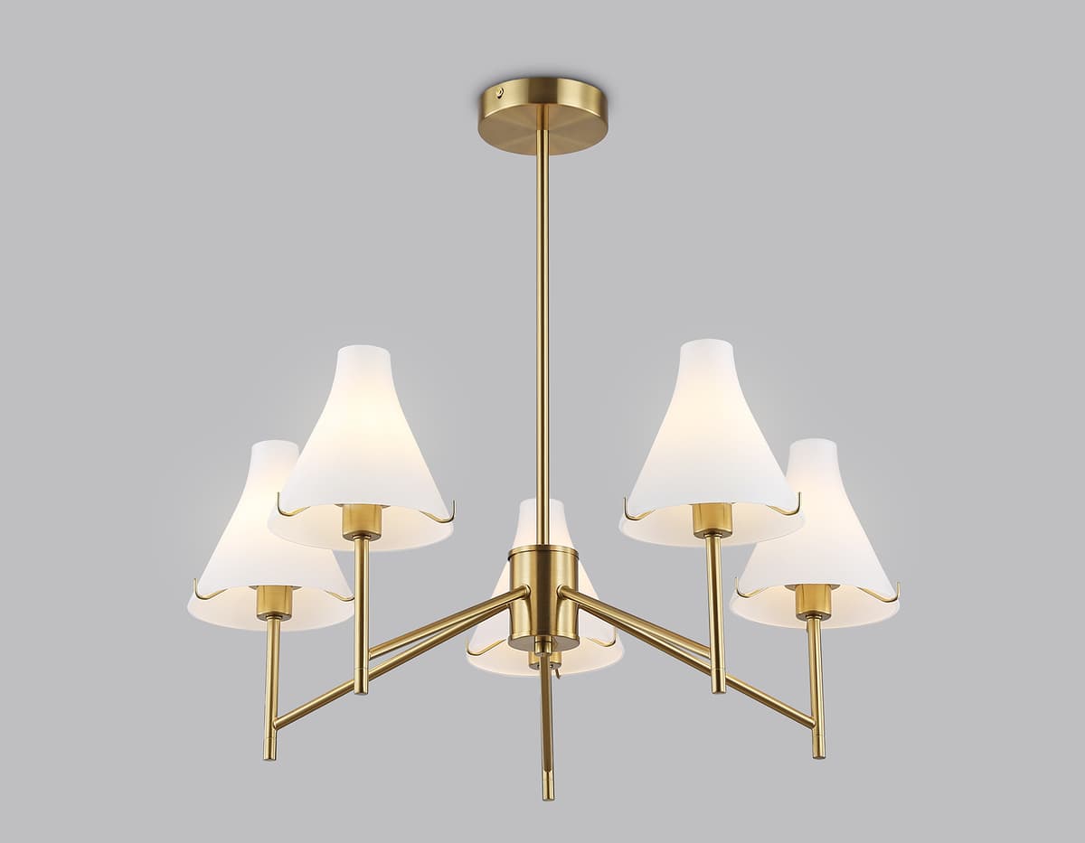 LH57133/5 BS/FR латунь/белый матовый E14/5 max 40W D650*590