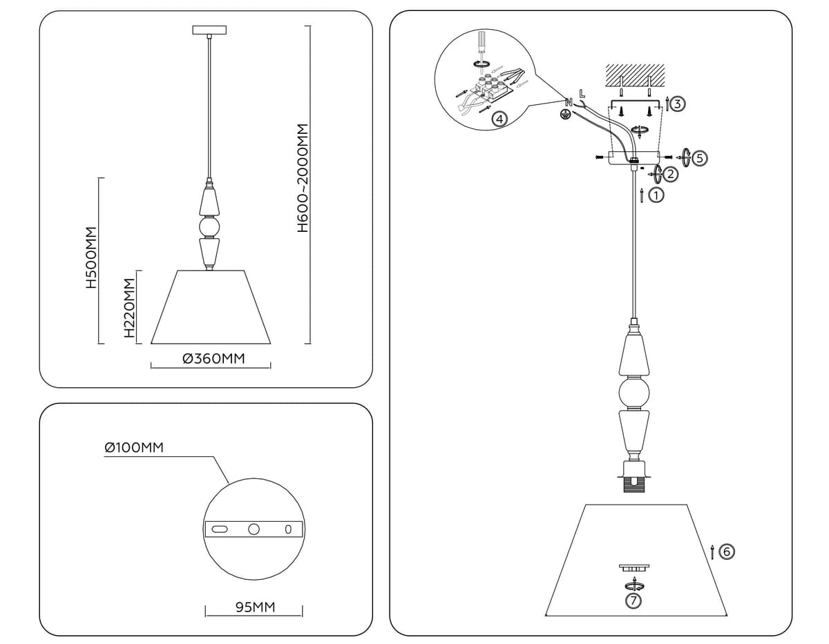LH75250 SN/FR сатин никель/белый матовый E27 max 60W D360*500