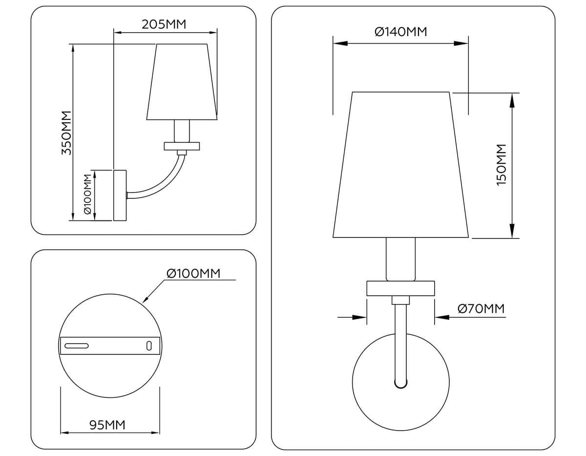 LH75359 SB/WH бронза/белый E14 max 40W 140*205*350