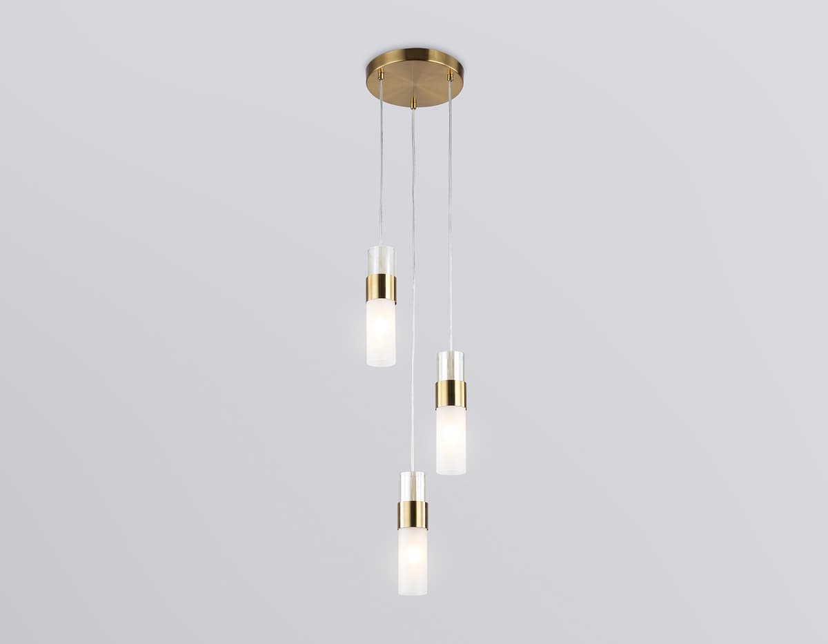 LH55112/3 BS/FR/TI латунь/белый матовый/янтарь E14*3 max 40W D220*1200