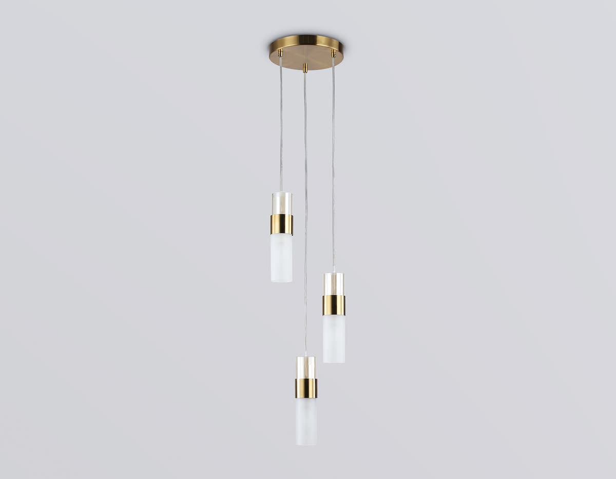 LH55112/3 BS/FR/TI латунь/белый матовый/янтарь E14*3 max 40W D220*1200