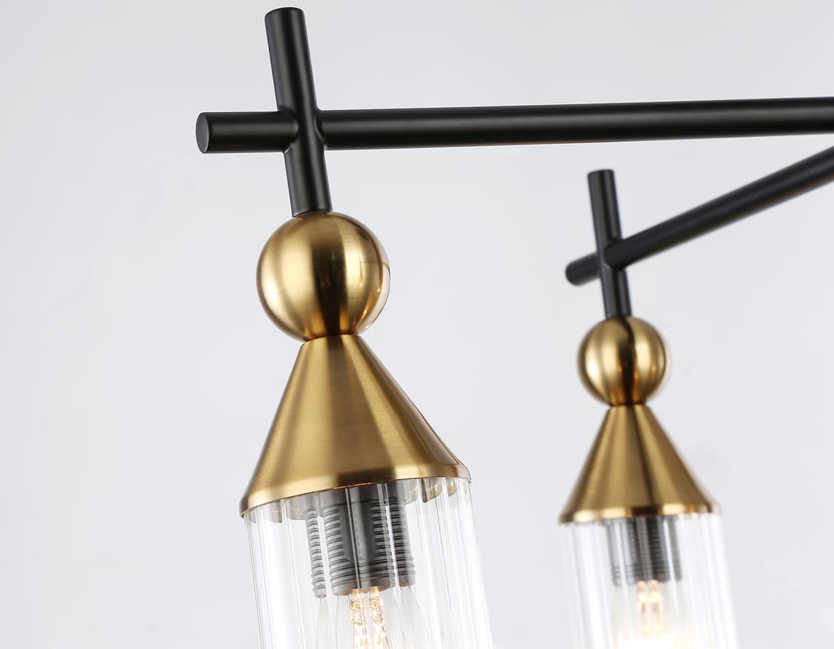 LH55256/5 BK/BS/CL черный/латунь/прозрачный E14*5 max 40W D520*520