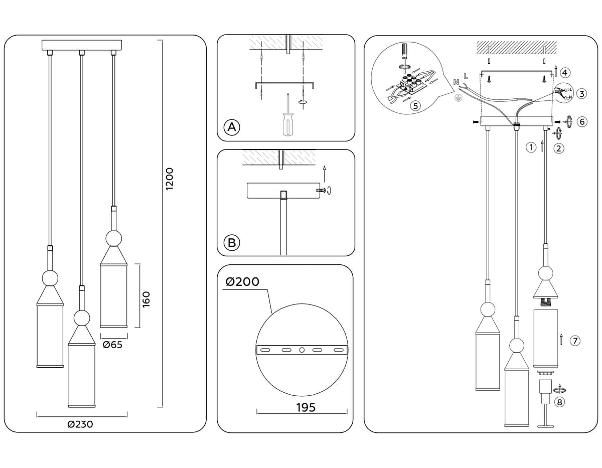 LH55272/3 BS/FR латунь/белый матовый E14 max 40W D230*1200