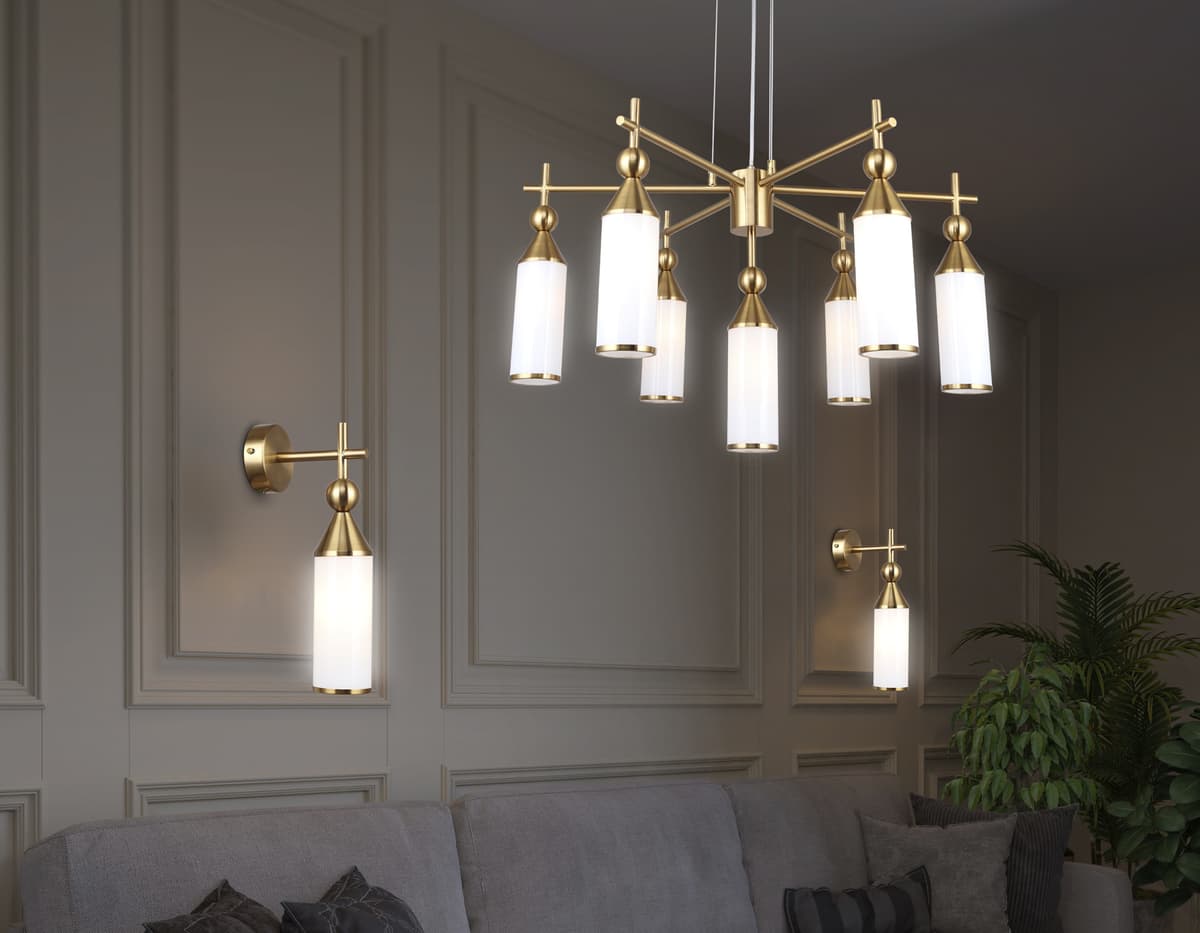 LH55278/7 BS/FR латунь/белый матовый E14*7 max 40W D640*1390