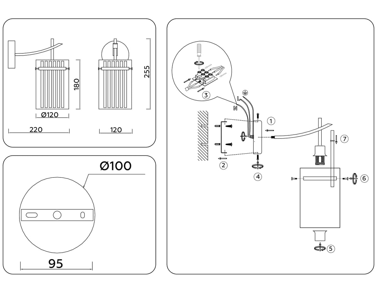 LH56035 BS/CL латунь/прозрачный E14 max 40W 220*120*255