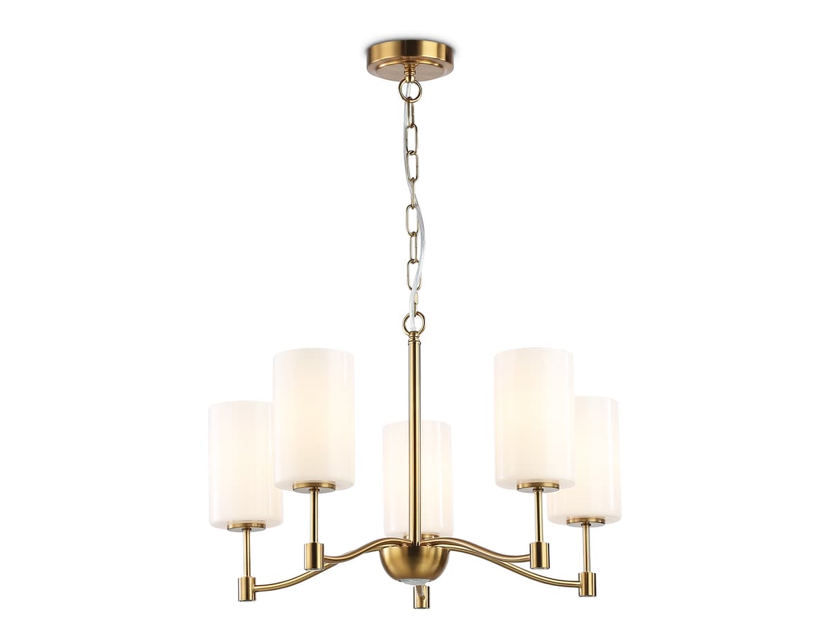 LH56051/5 BS/FR латунь/белый матовый E14*5 max 40W D590*950