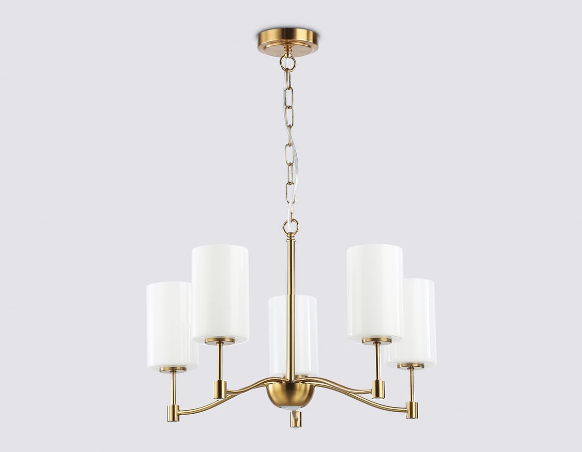 LH56051/5 BS/FR латунь/белый матовый E14*5 max 40W D590*950