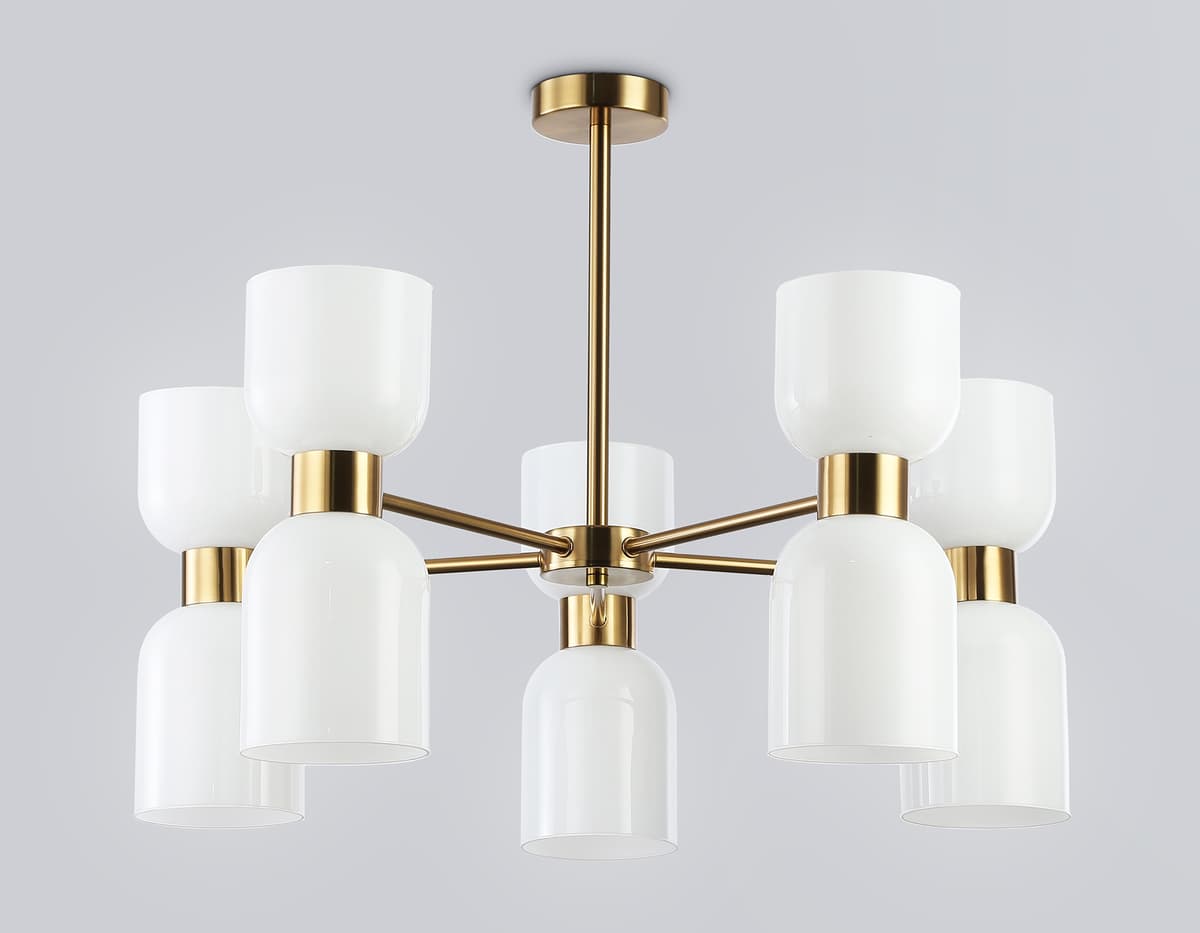 LH56093/10 BS/FR латунь/белый матовый E14*10 max 40W D700*510