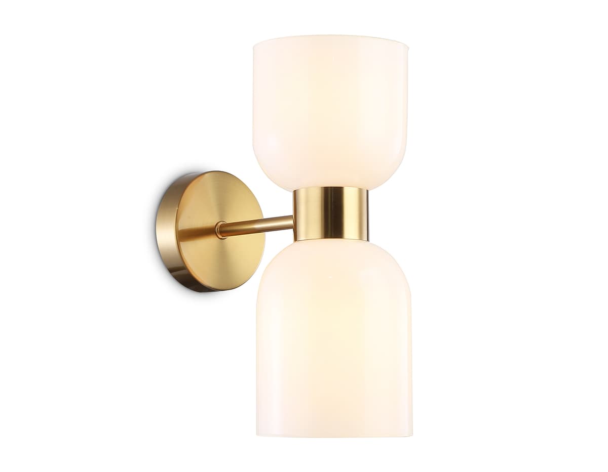 LH56097/2 BS/FR латунь/белый матовый E14*2 max 40W 215*120*300