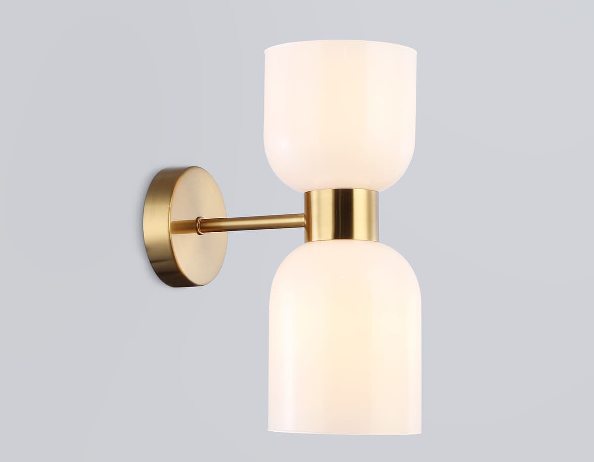 LH56097/2 BS/FR латунь/белый матовый E14*2 max 40W 215*120*300