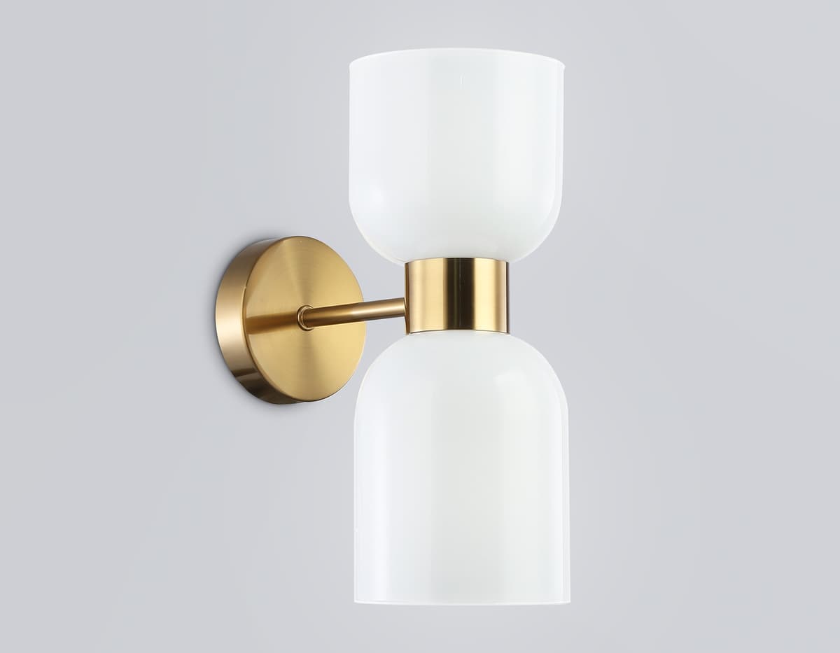 LH56097/2 BS/FR латунь/белый матовый E14*2 max 40W 215*120*300