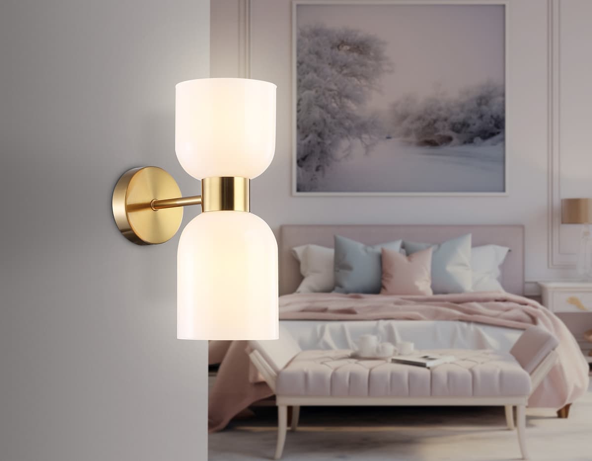 LH56097/2 BS/FR латунь/белый матовый E14*2 max 40W 215*120*300