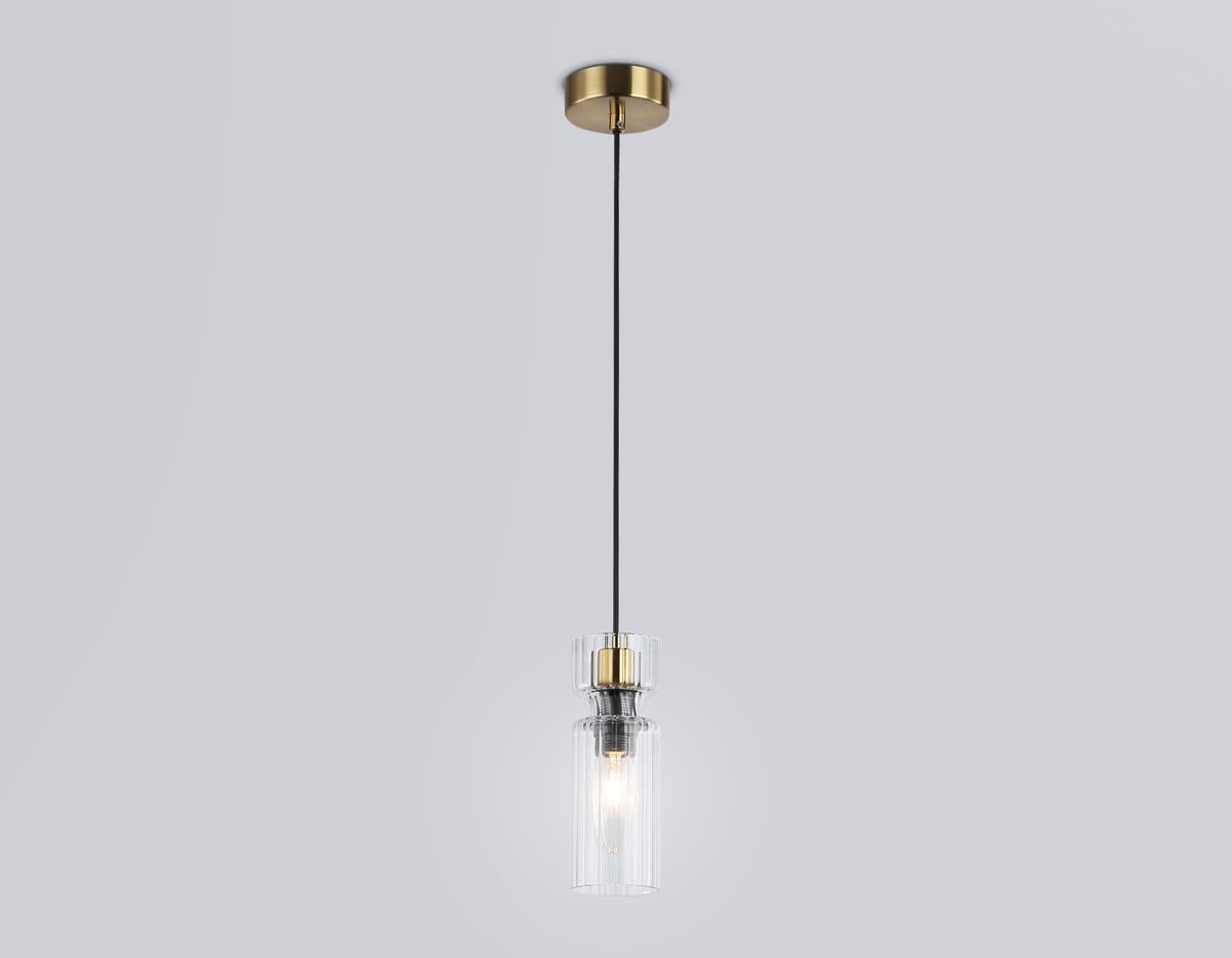 LH56111 BK/BS/CL черный/латунь/прозрачный E14 max 40W D65*1500