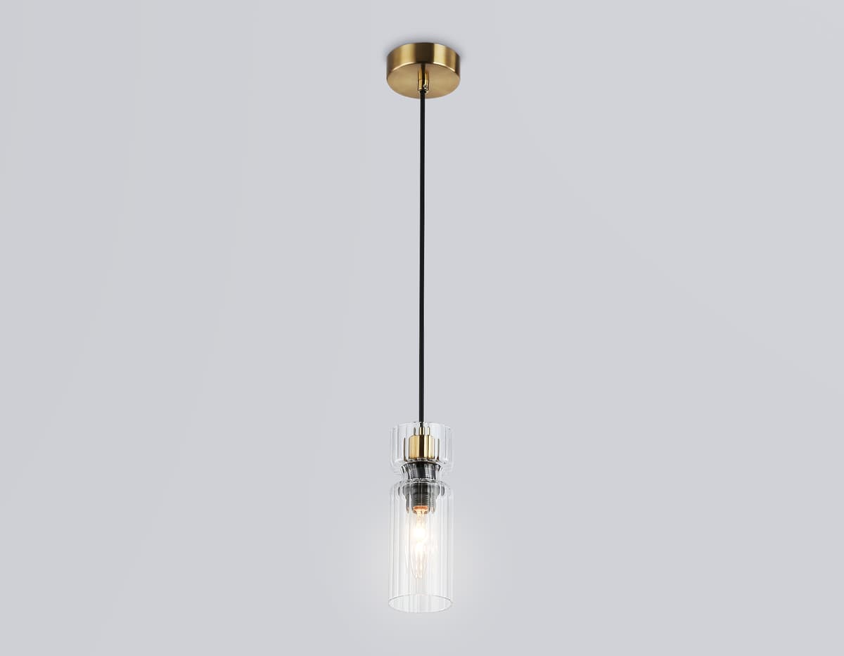 LH56111 BK/BS/CL черный/латунь/прозрачный E14 max 40W D65*1500