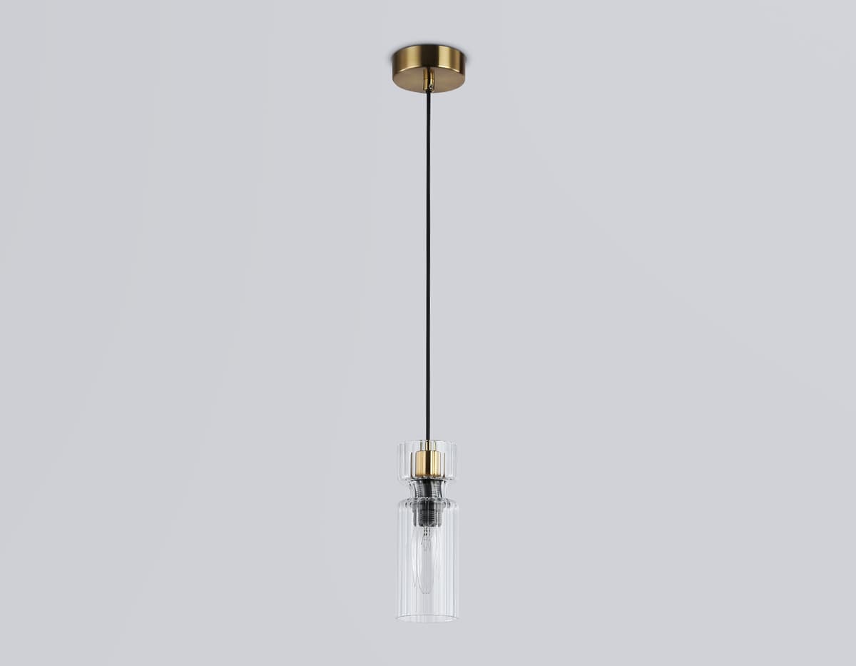 LH56111 BK/BS/CL черный/латунь/прозрачный E14 max 40W D65*1500