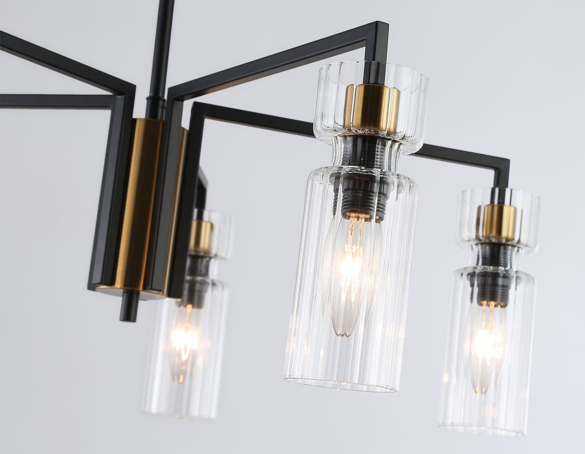 LH56113/5 BK/BS/CL черный/латунь/прозрачный E14*5 max 40W D605*350