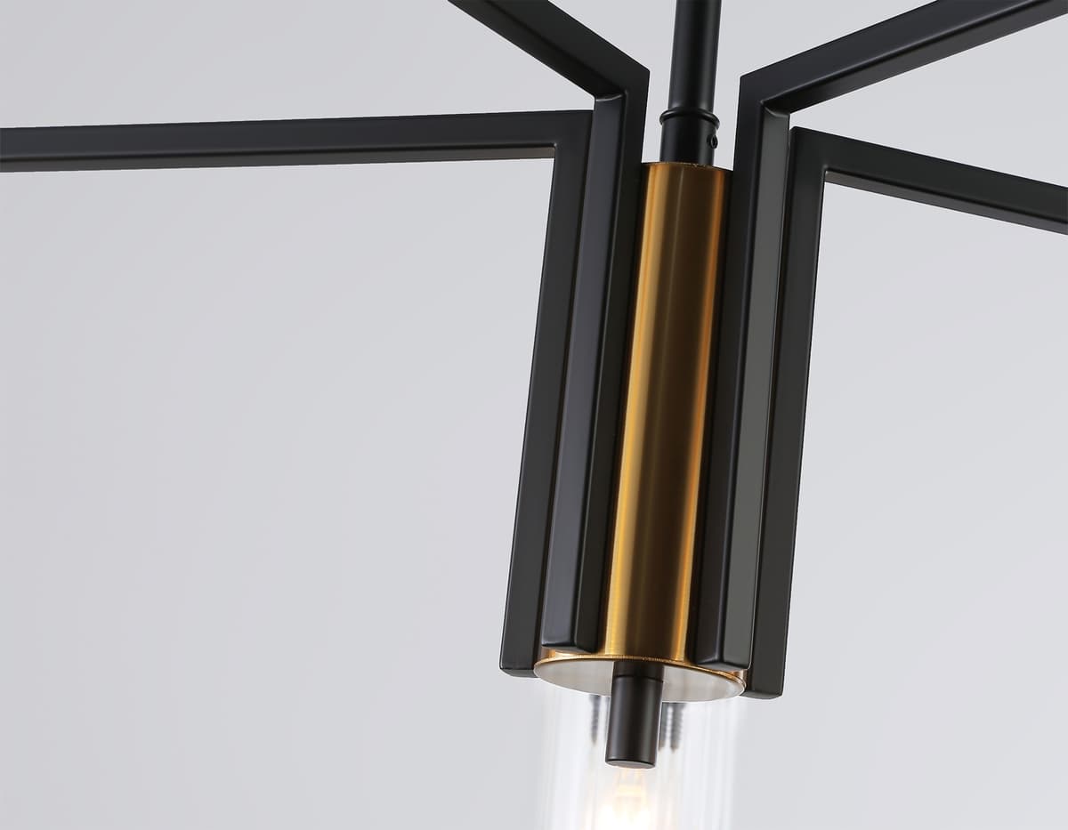 LH56113/5 BK/BS/CL черный/латунь/прозрачный E14*5 max 40W D605*350