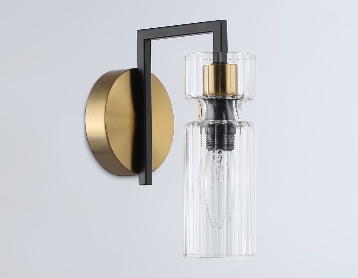 LH56119 BK/BS/CL черный/латунь/прозрачный E14 max 40W 150*100*210