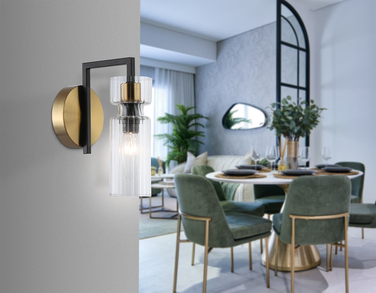 LH56119 BK/BS/CL черный/латунь/прозрачный E14 max 40W 150*100*210