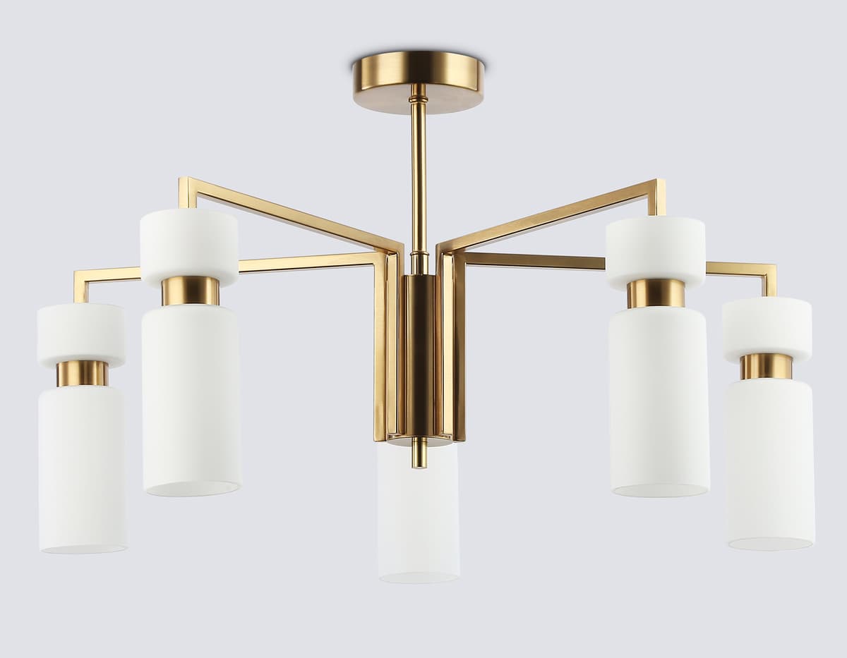 LH56124/5 BS/FR латунь/белый матовый E14*5 max 40W D605*350