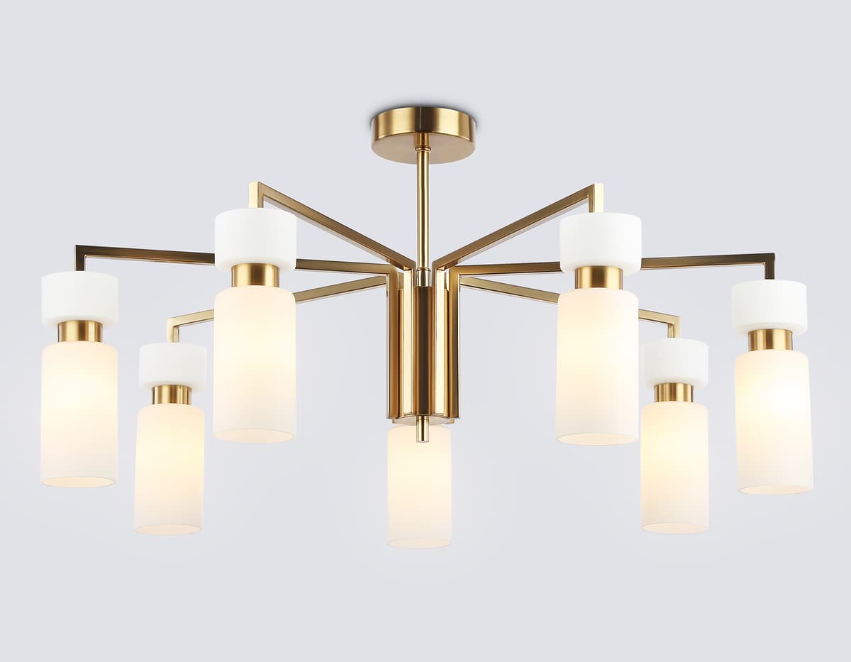 LH56126/7 BS/FR латунь/белый матовый E14*7 max 40W D705*350