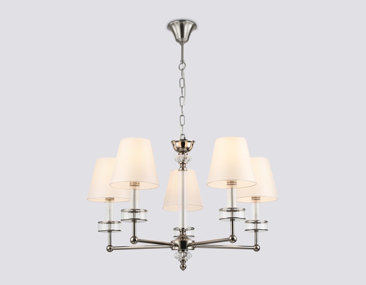 LH71001/5 BN/WH никель/белый E14*5 max 40W D670*1130