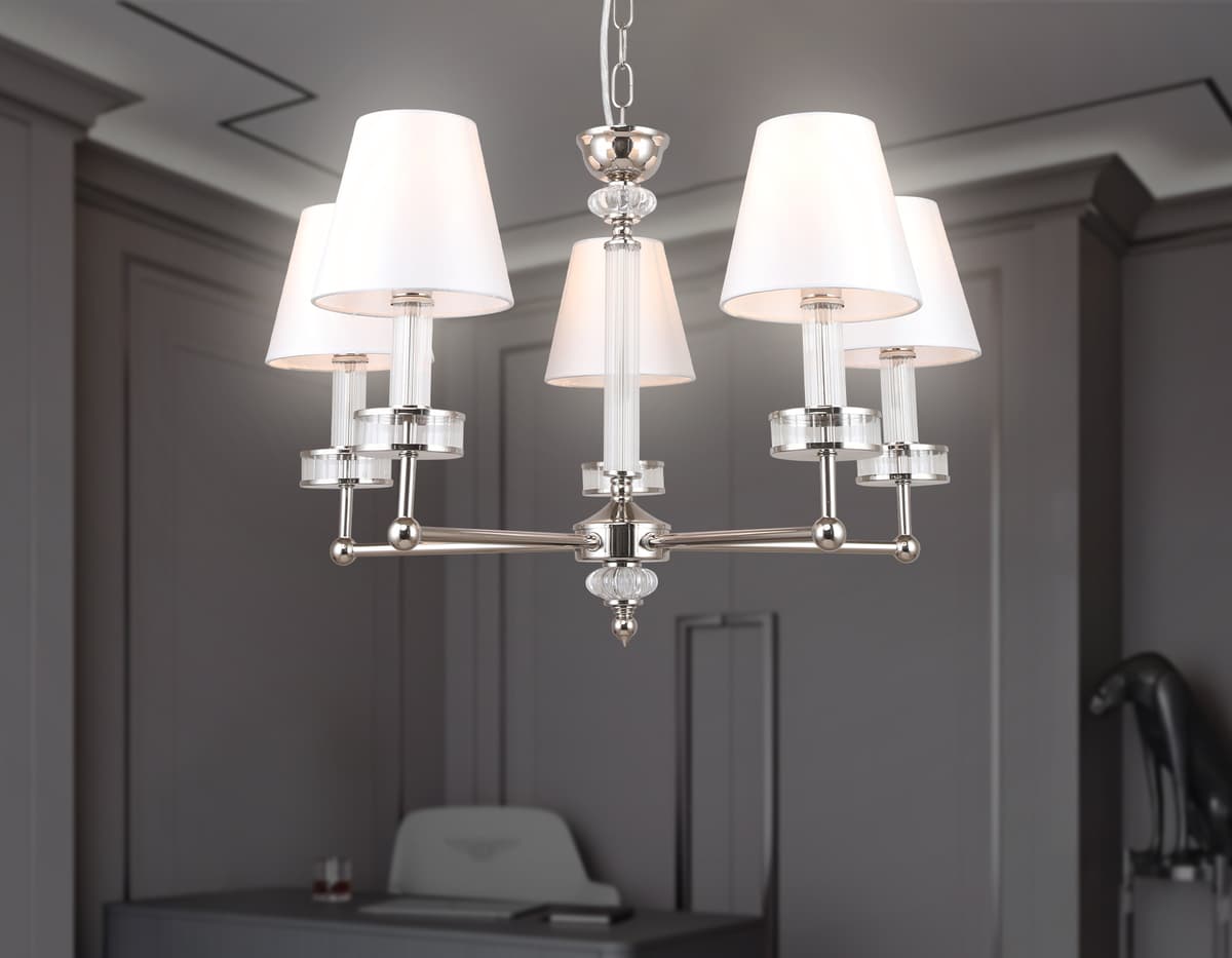 LH71001/5 BN/WH никель/белый E14*5 max 40W D670*1130