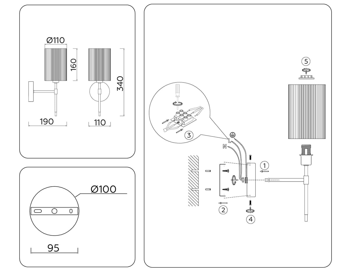 LH72385 BS/GR латунь/серый E14 max 40W 190*110*340