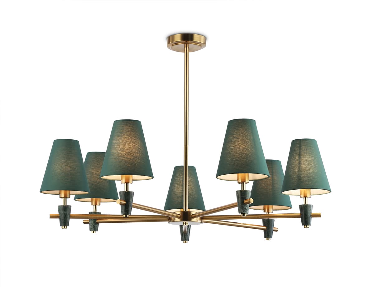 LH75053/7 BS/GN латунь/зеленый E14*7 max 40W D840*580