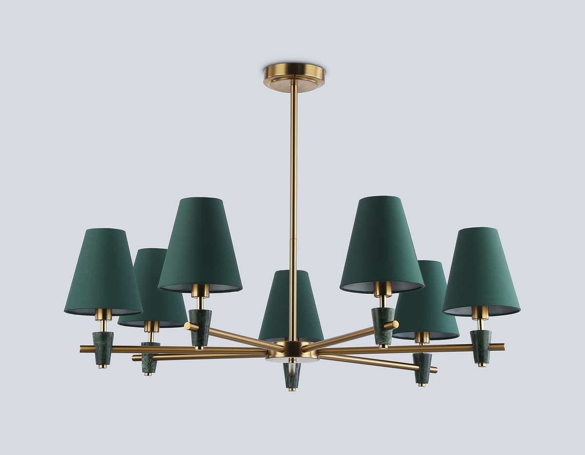 LH75053/7 BS/GN латунь/зеленый E14*7 max 40W D840*580