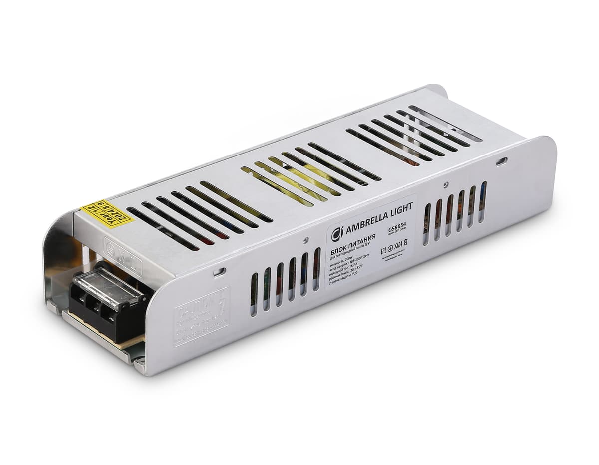 GS8654 блок питания 12V 200W 16.7A IP20 185-260V EMC 223*67*40