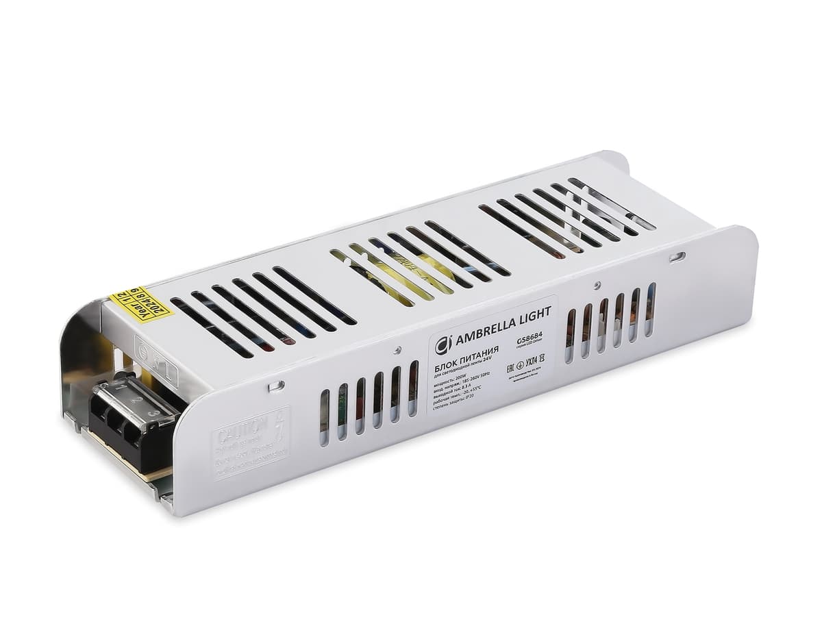 GS8684 блок питания 24V 200W 8.3A IP20 185-260V EMC 223*67*40