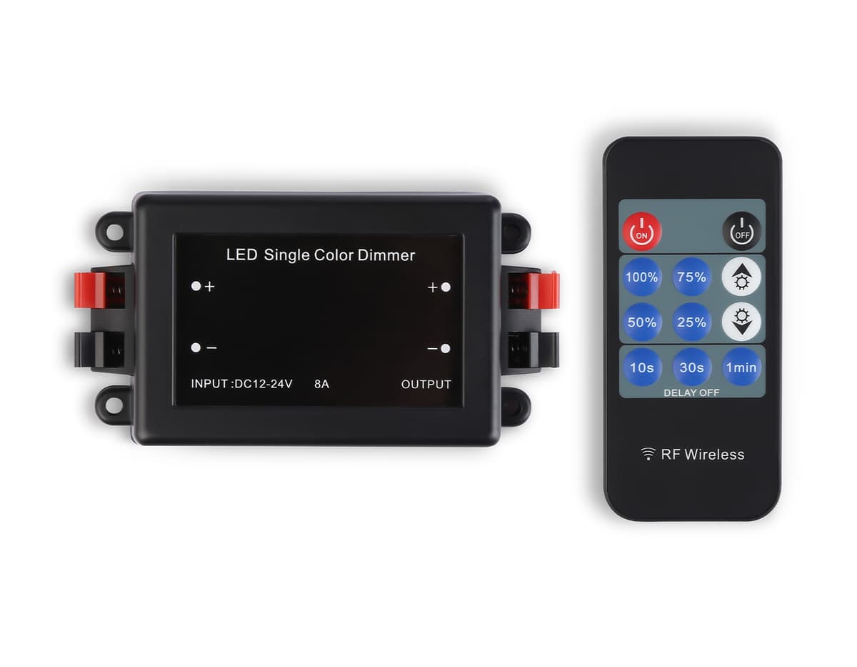 GS11001 контроллер диммер 8A 12V 96W/24V 192W (ПДУ Радио 2.4G CR2025)