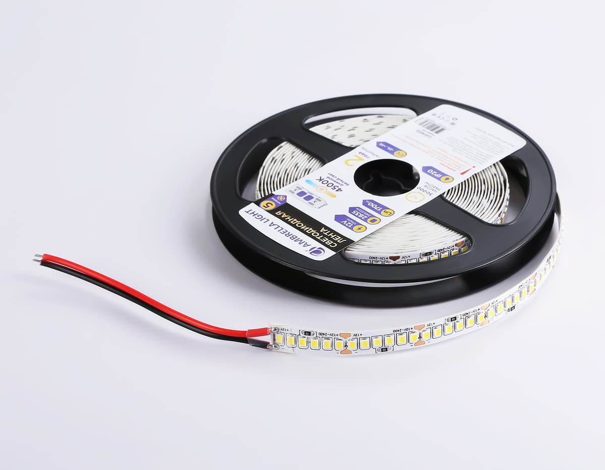 GS1402 2835 240Led/ 17W m/ 12V IP20 4500K/ 5000*10*1.2mm (2 конт.)