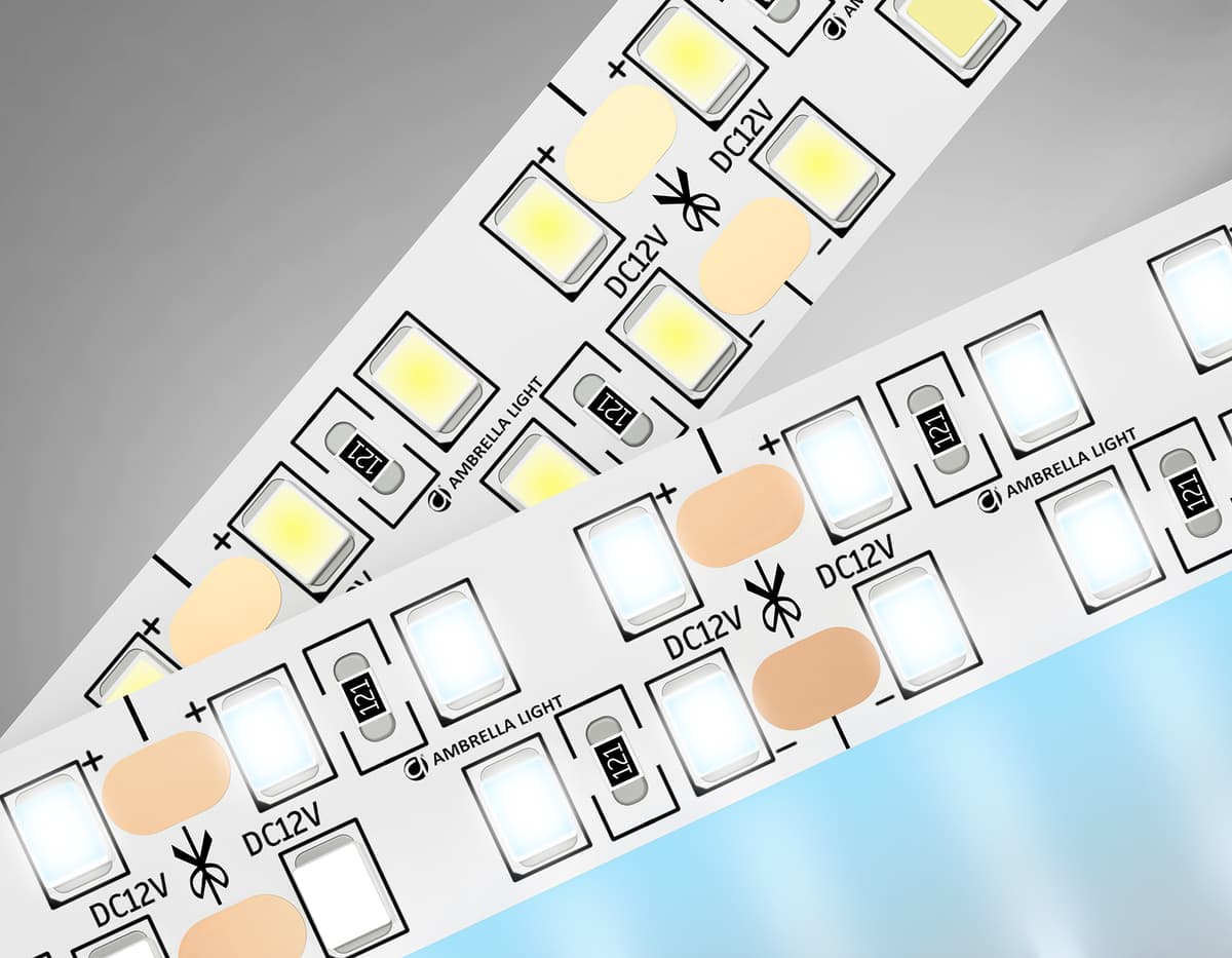 GS1703 2835 240Led/ 24W m/ 12V IP20 6500K/ 5000*10*1.2mm (2 конт.)