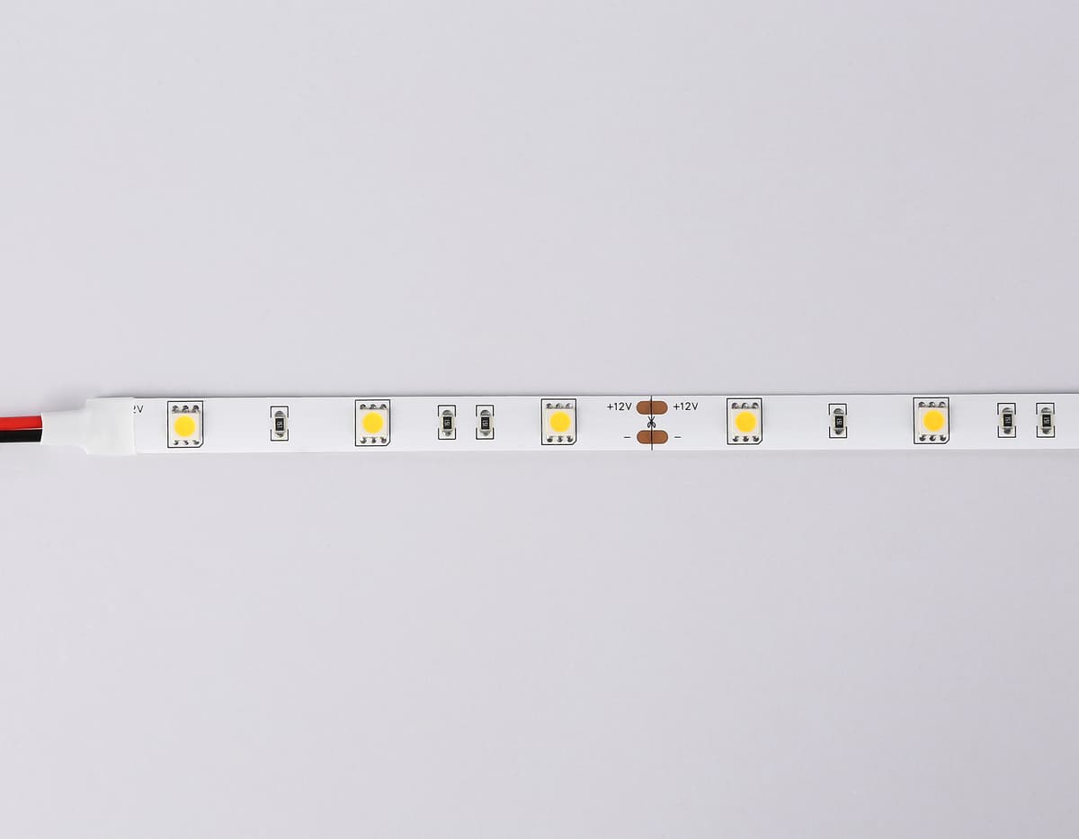 GS1801 5050 30Led/ 7.2W m/ 12V IP20 3000K/ 5000*10*1.87mm (2 конт.)