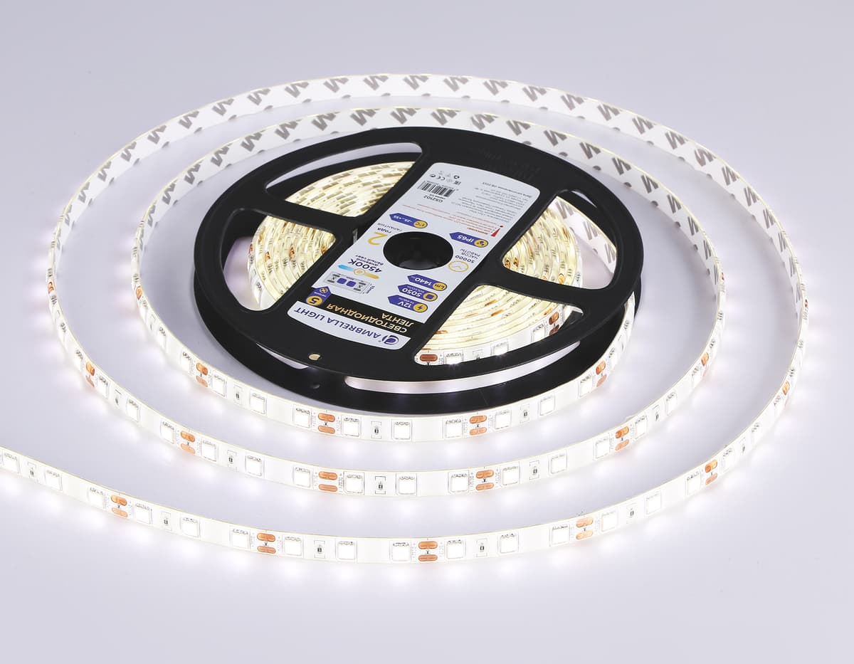 GS2102 5050 60Led/ 14.4W m/ 12V IP65 4500K/ 5000*10*2.87mm (2 конт.)