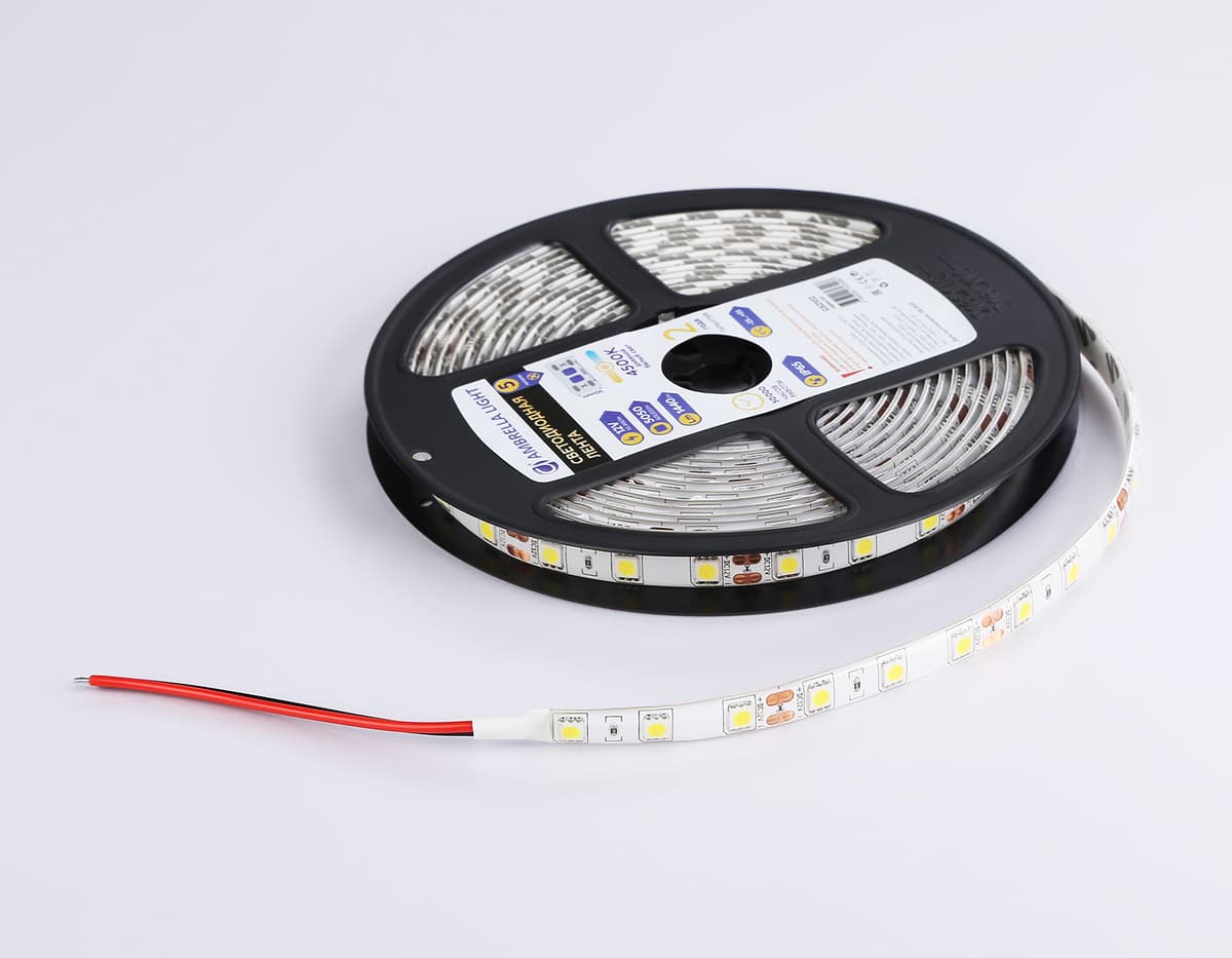GS2102 5050 60Led/ 14.4W m/ 12V IP65 4500K/ 5000*10*2.87mm (2 конт.)