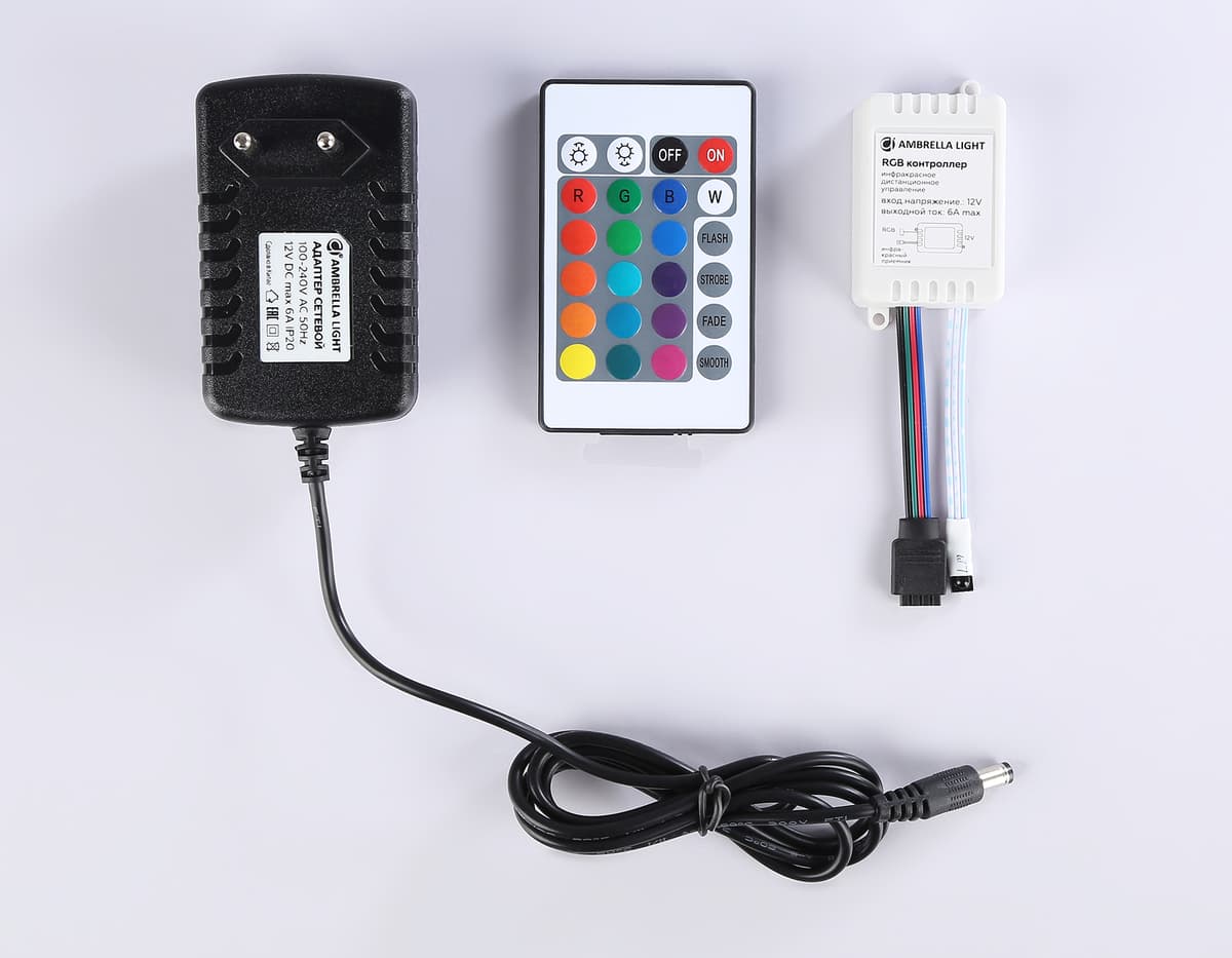 GS2402 5050 60Led/ 14.4W m/ 12V IP20 RGB/ 5000*10*1.87mm (4 конт.) комплект