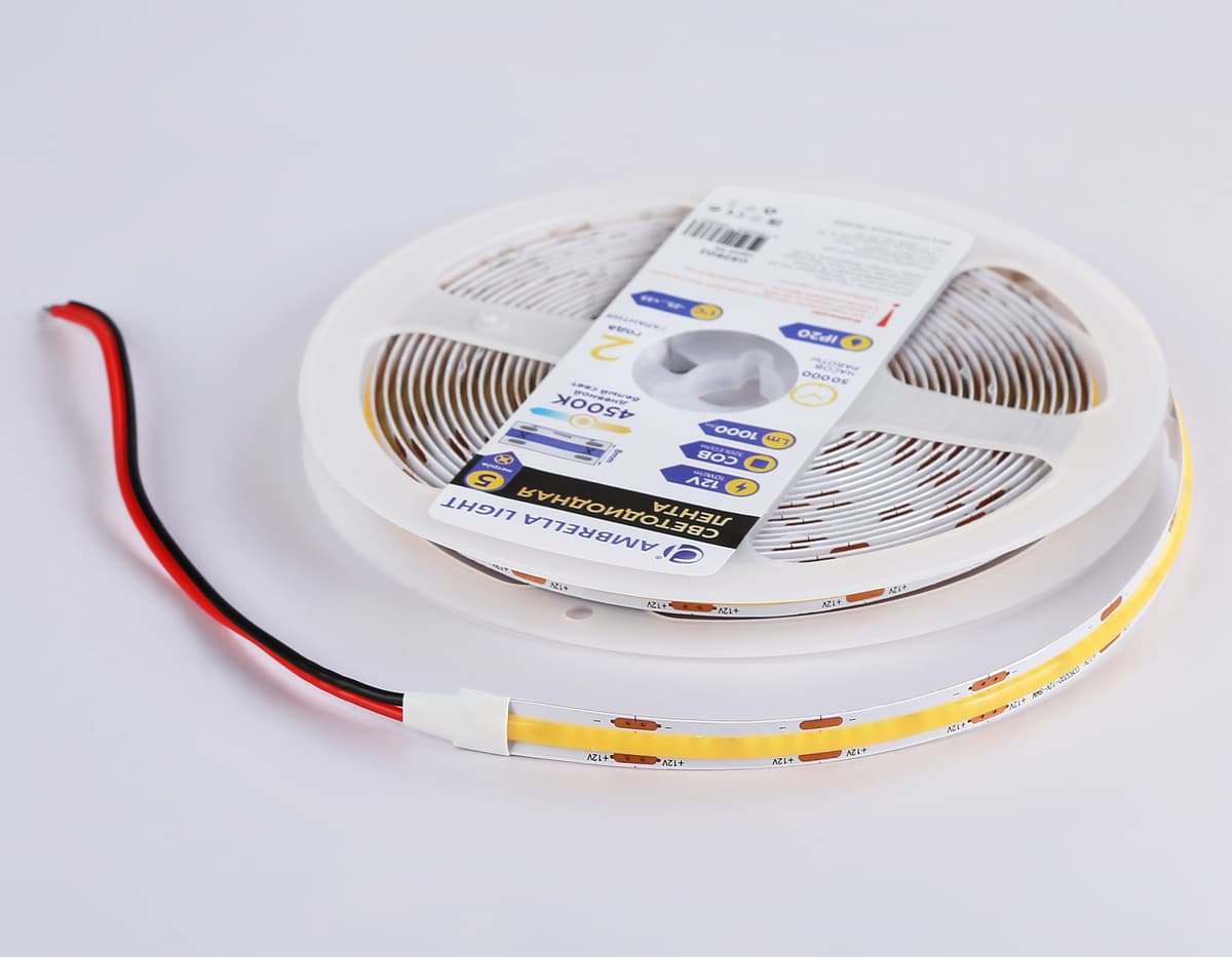 GS2602 COB 320Led/ 10W m/ 12V IP20 4500K/ 5000*8*1.54mm (2 конт.)