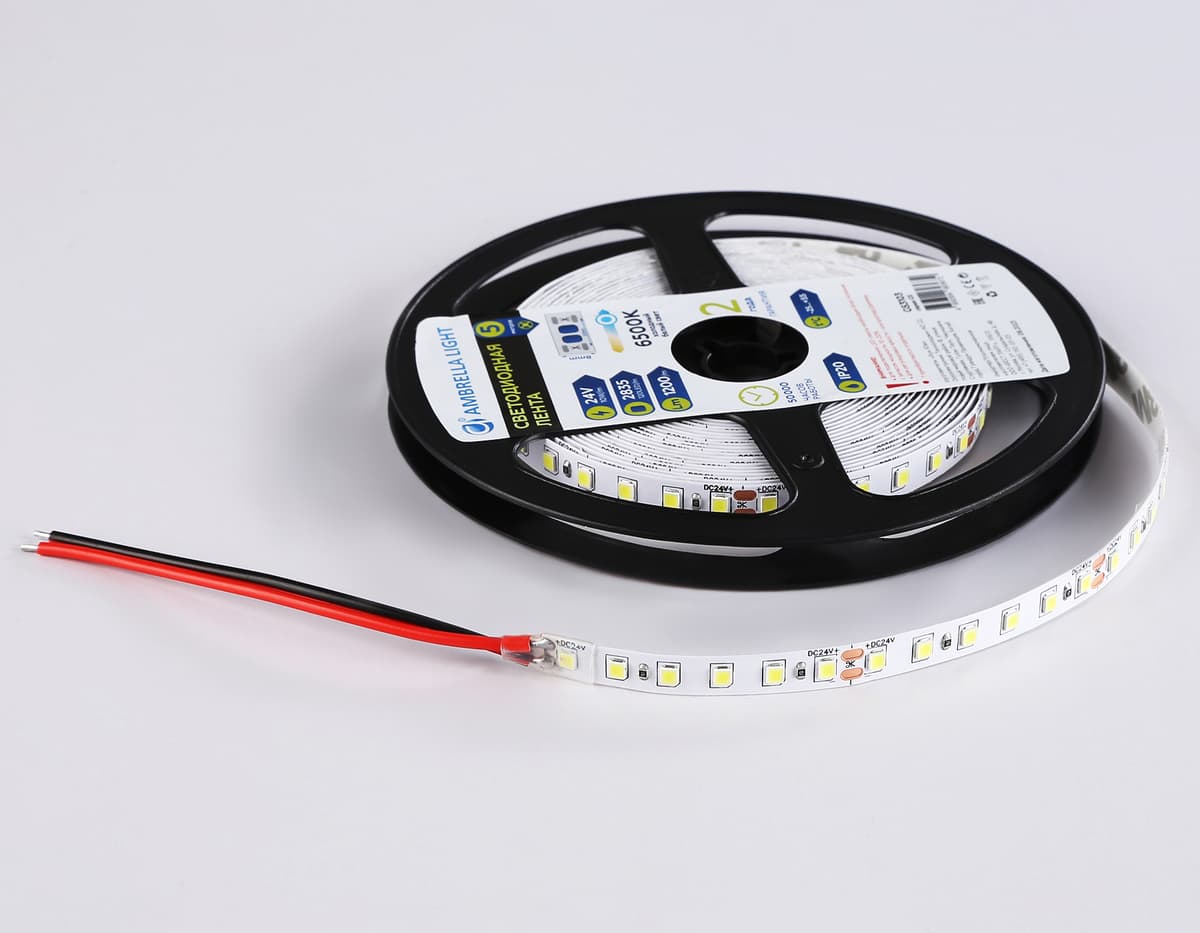 GS3103 2835 120Led/ 10W m/ 24V IP20 6500K/ 5000*8*1.2mm (2 конт.)