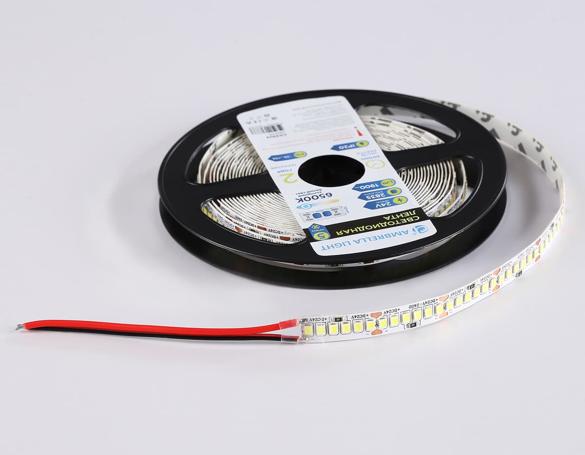 GS3303 2835 240Led/ 18W m/ 24V IP20 6500K/ 5000*10*1.2mm (2 конт.)