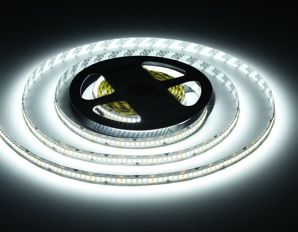 GS3403 2835 240Led/ 20W m/ 24V IP20 6500K/ 5000*10*1.2mm (2 конт.)