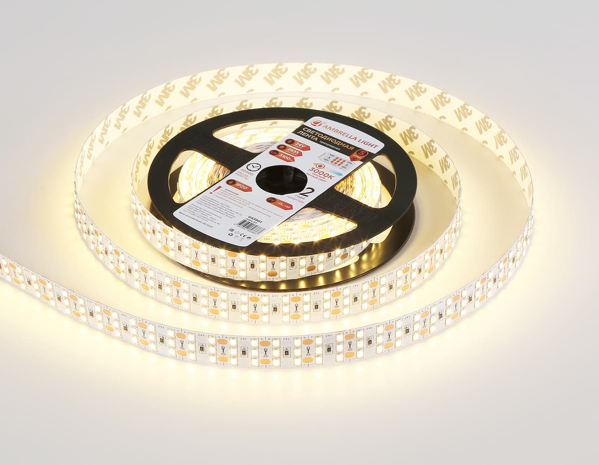 GS3901 2835 324Led/ 26W m/ 24V IP20 3000K/ 5000*18*1.2mm (2 конт.)